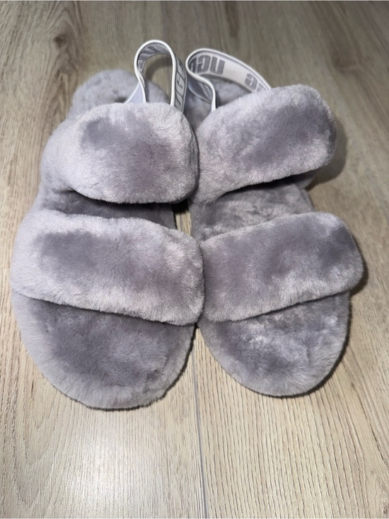 UGG Shoes - UGG Australia oh yeah fluff grey gray slippers sandals shoes